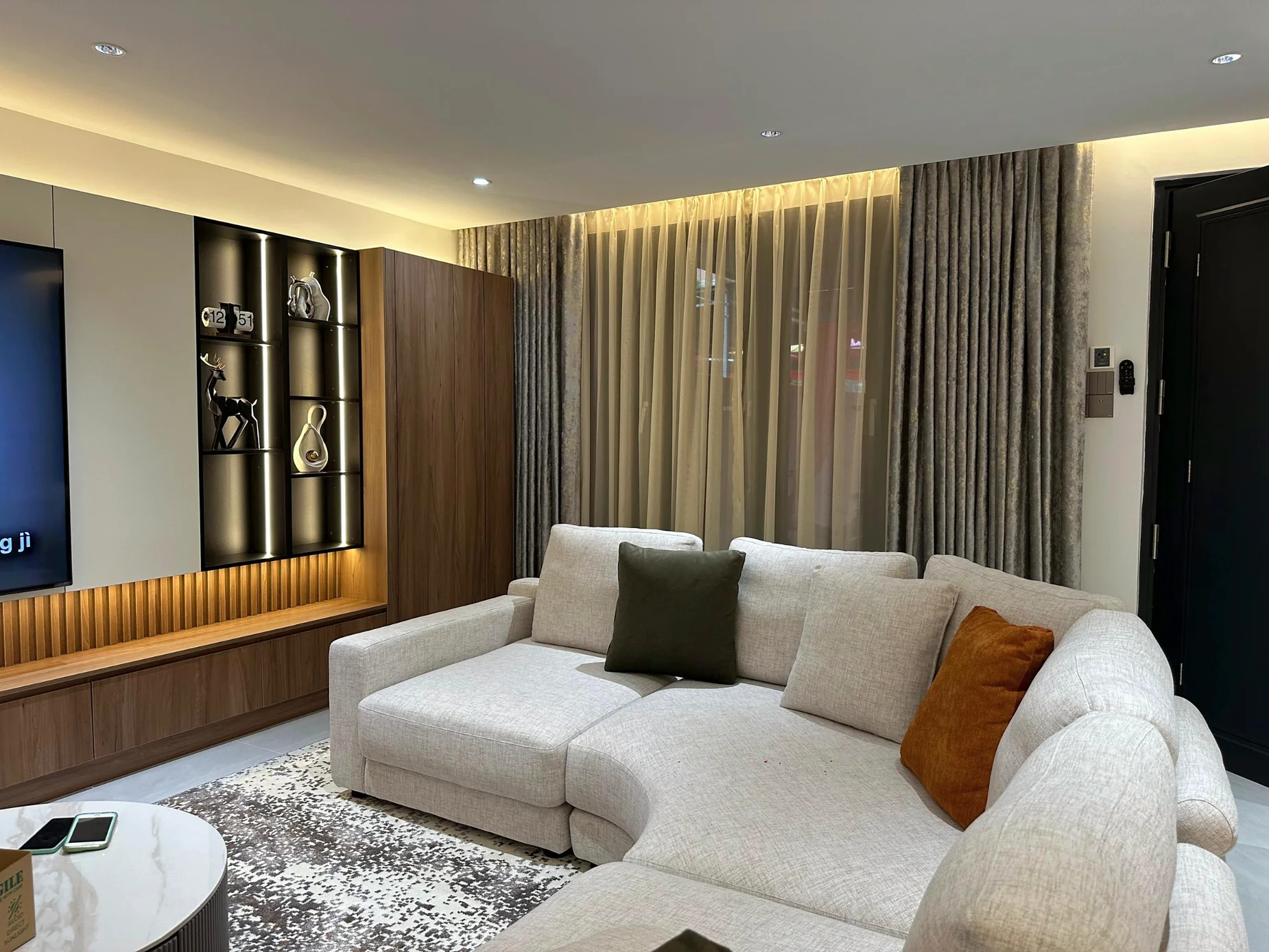 Authentic Ni-Shin Curtain installation photographed in a living room